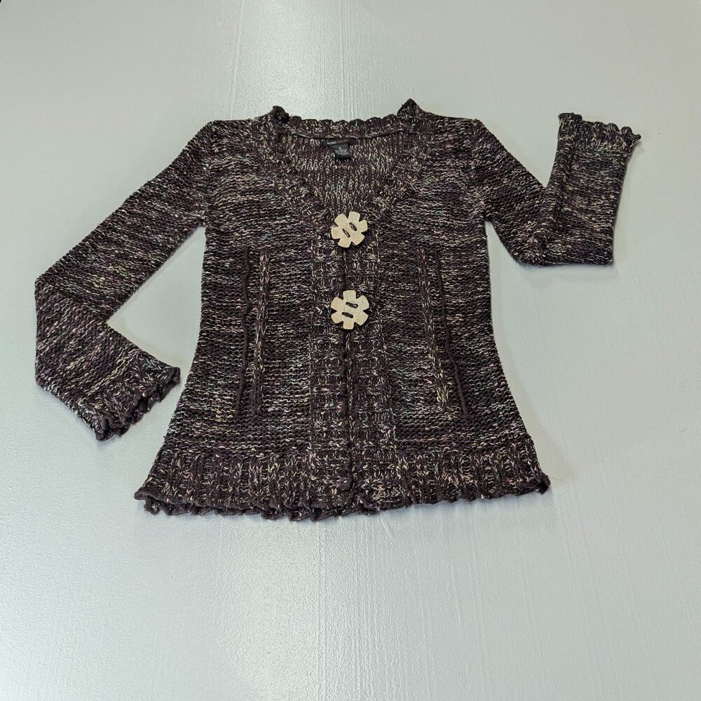 BCBG MAXAZRIA Heathered Brown Cardigan Size Small - Picture 9 of 12